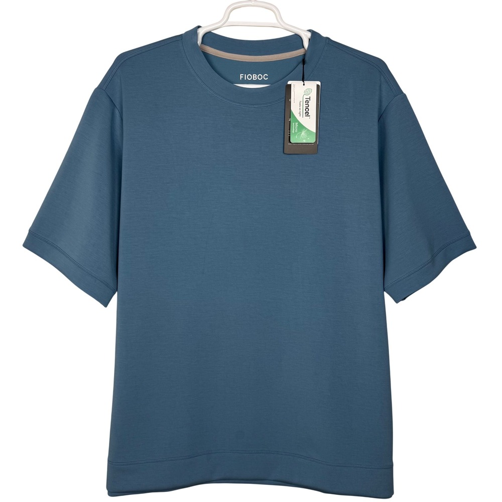 NEW Fioboc T-Shirt Tencel Modal Eco Soft Short Sleeve Men 4XL Blue European Wood